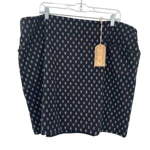 New Fat Face Jennie‎ Geo Skirt Black Women's 16 Soft Breathable Pockets Stretch